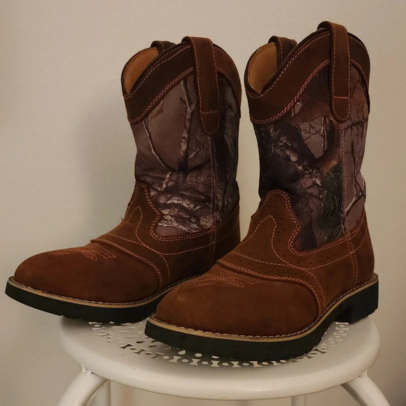 Buckaroo Youth Camo Pink Pull On Boots Size 5 - Picture 3 of 13